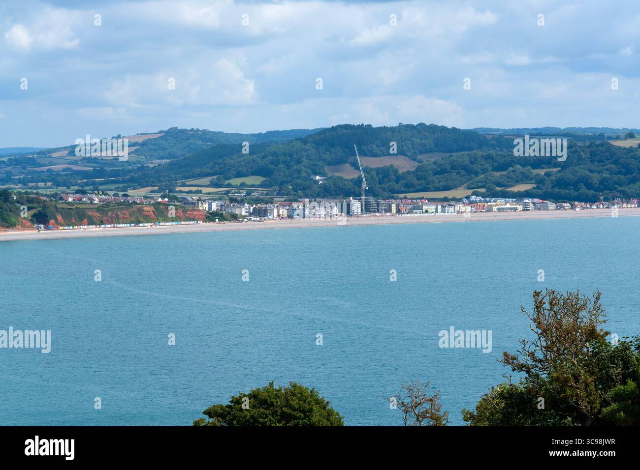 Plage de Seaton depuis le South West Coast Path, Devon, Angleterre Banque D'Images