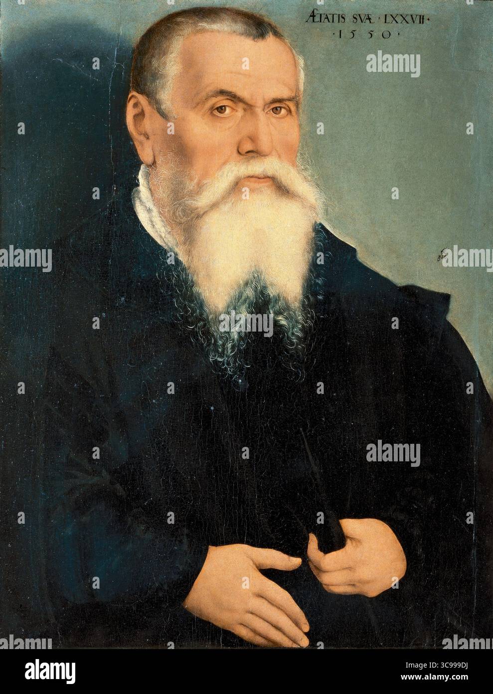 Portrait de Lucas Cranach l'ancien âgé de 77 ans par Lucas Cranach le jeune. c. 1550. Banque D'Images
