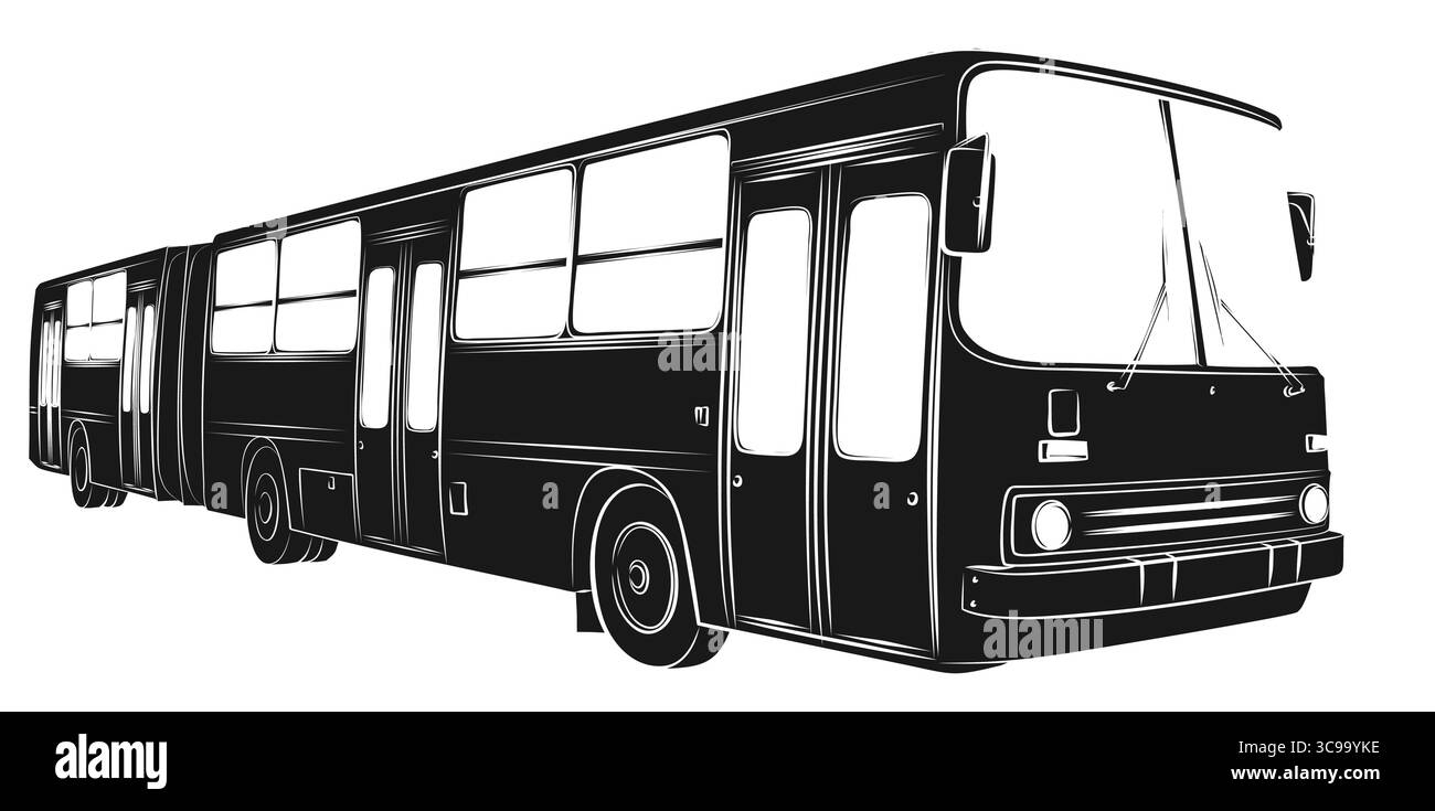 Le croquis du grand bus de passagers. Illustration de Vecteur