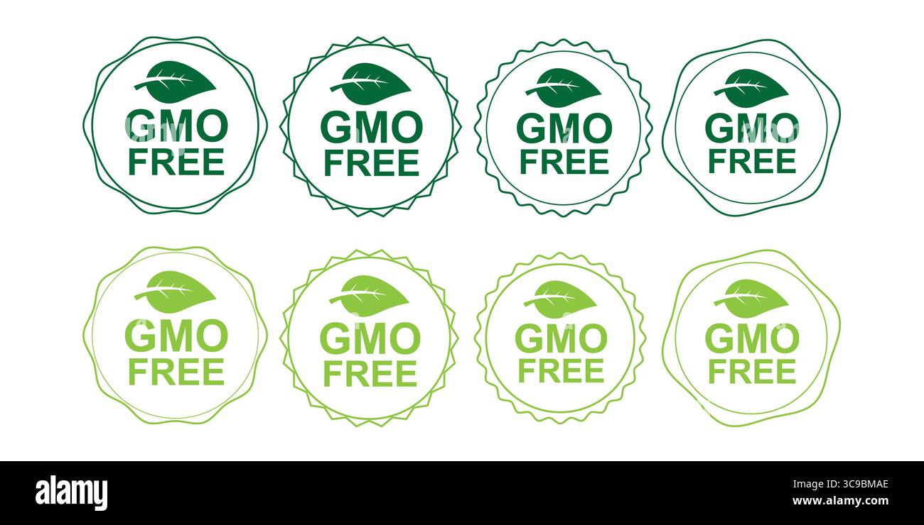 Scellés sans OGM biologiques pour la sécurité alimentaire et la certification Illustration de Vecteur