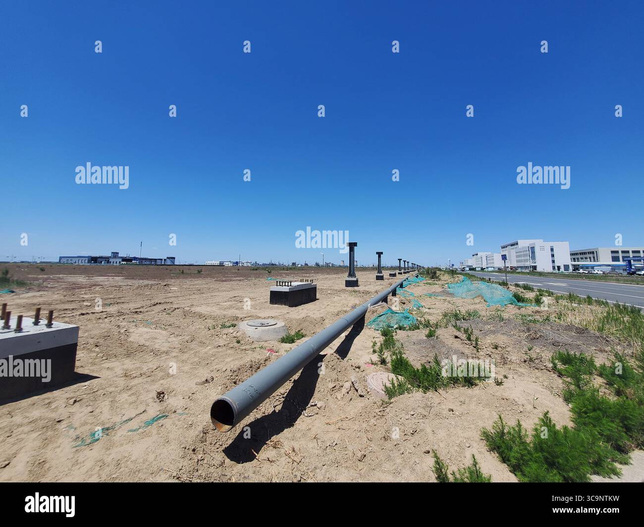 Site d'installation de conduites de vapeur, Dongying Chemical Park, Shandong Banque D'Images