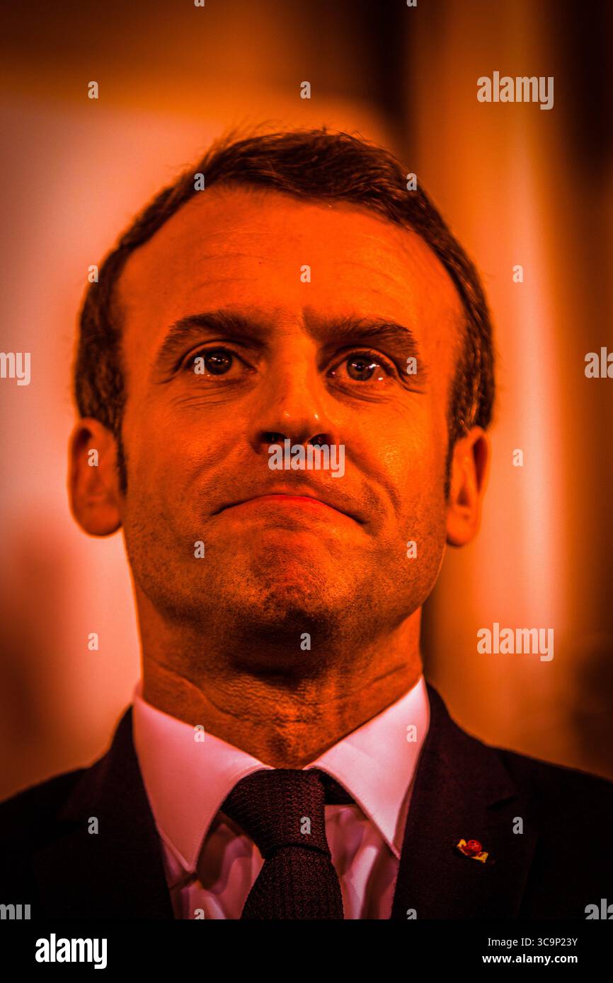 17 décembre 2020, Paris, France : Portrait ART :Emmanuel Macron testé positif au COVID-19. (Crédit image : © Sadak Souici/ZUMA Press Wire) Banque D'Images