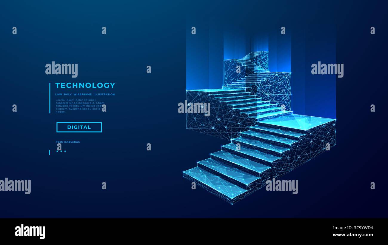 Échelle de carrière, concept de croissance. Escalier 3D avec podiums lumineux Illustration de Vecteur