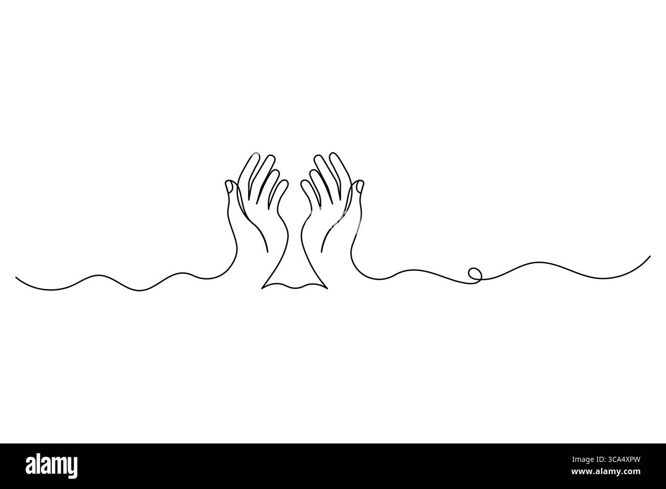 Dessin continu d'une ligne de main de prière contour dessin mains de prière illustration vectorielle Illustration de Vecteur