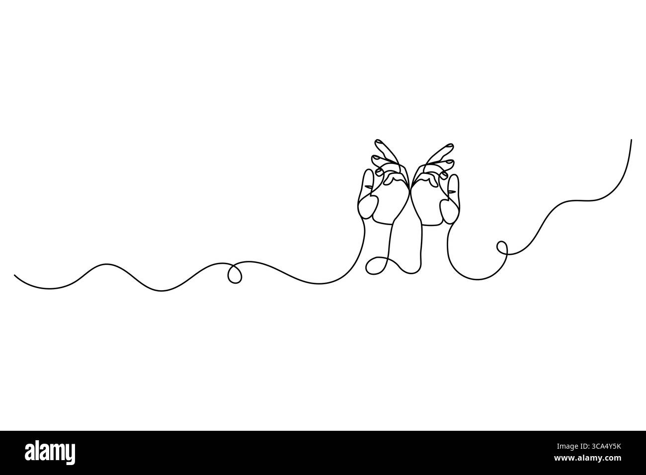 Mains priantes dessin continu d'une ligne d'illustration vectorielle de contour Illustration de Vecteur