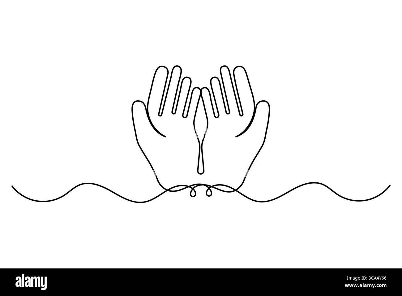 Dessin continu d'une ligne de main de prière contour dessin mains de prière illustration vectorielle Illustration de Vecteur