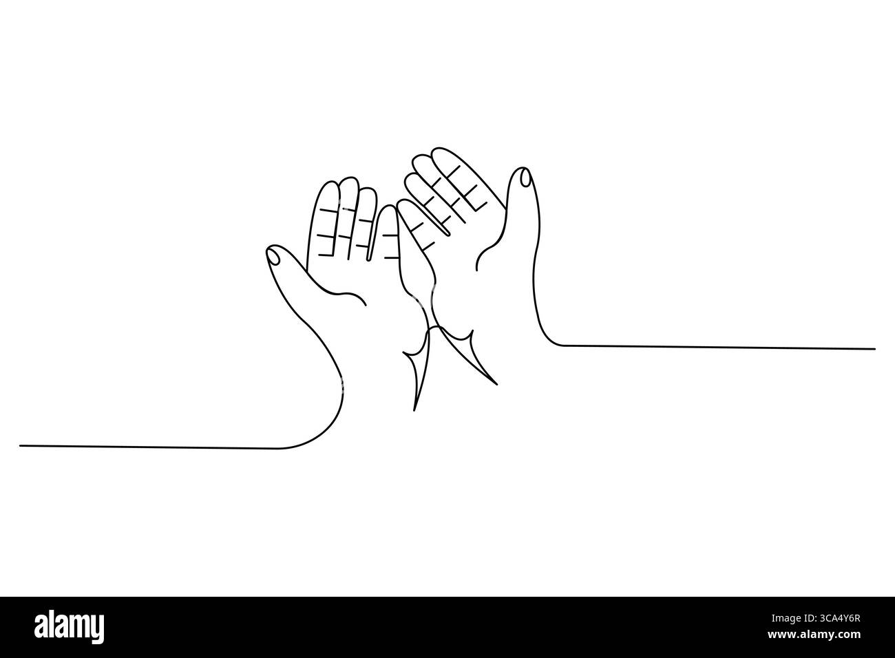 Mains priantes dessin continu d'une ligne d'illustration vectorielle de contour Illustration de Vecteur