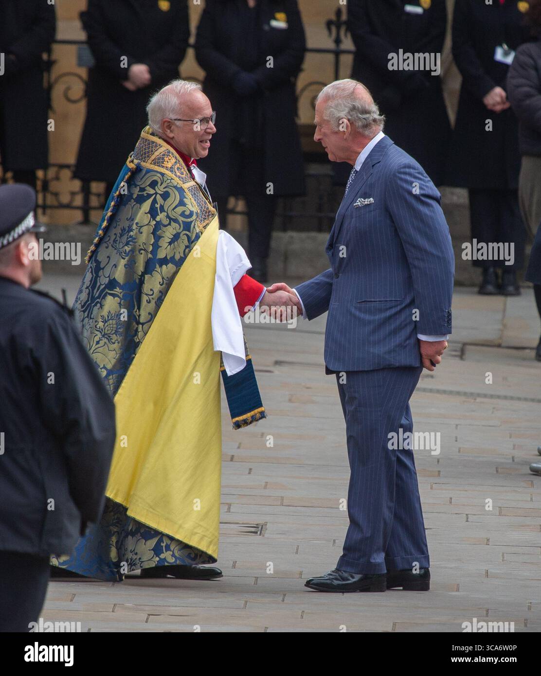 13 mars 2023, Londres, Angleterre, Royaume-Uni : le roi CHARLES III est vu arriver à l'abbaye de Westminster pour le Commonwealth Day Service. (Crédit image : © Tayfun Salci/ZUMA Press Wire) Banque D'Images