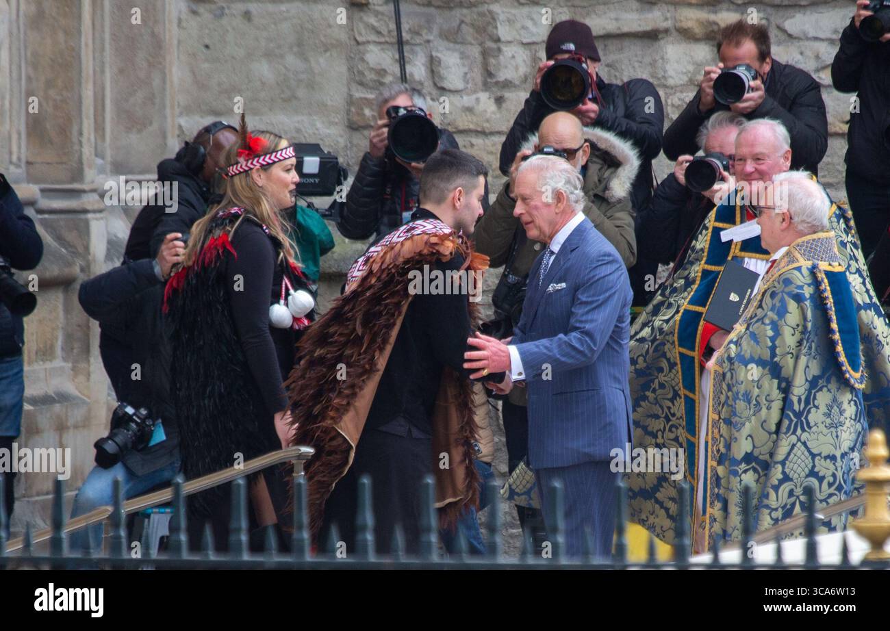13 mars 2023, Londres, Angleterre, Royaume-Uni : le roi CHARLES III est vu arriver à l'abbaye de Westminster pour le Commonwealth Day Service. (Crédit image : © Tayfun Salci/ZUMA Press Wire) Banque D'Images