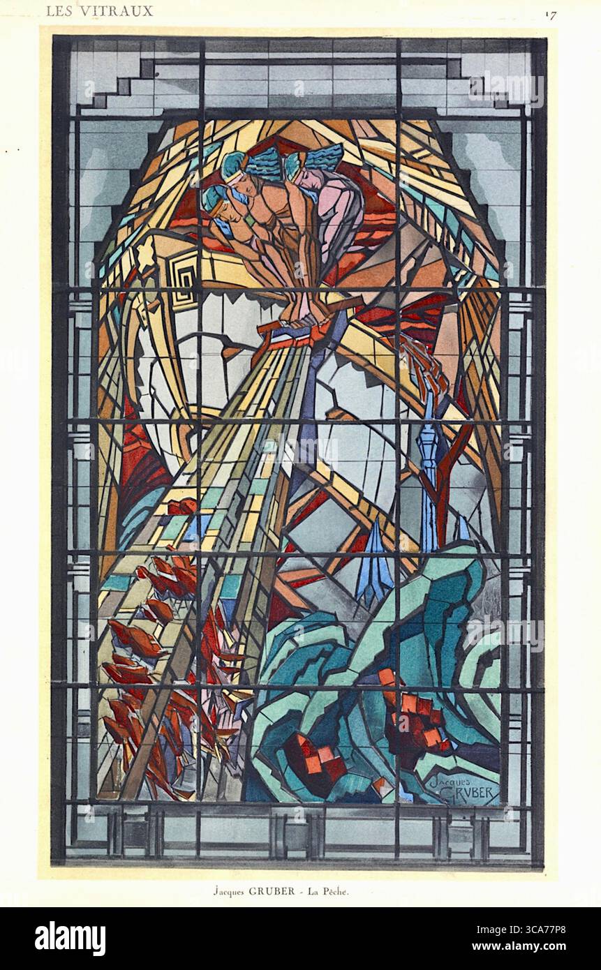 Jacques Gruber (Français, 1870 1936) - pêche - pêche au Pavillon des vitraux Banque D'Images