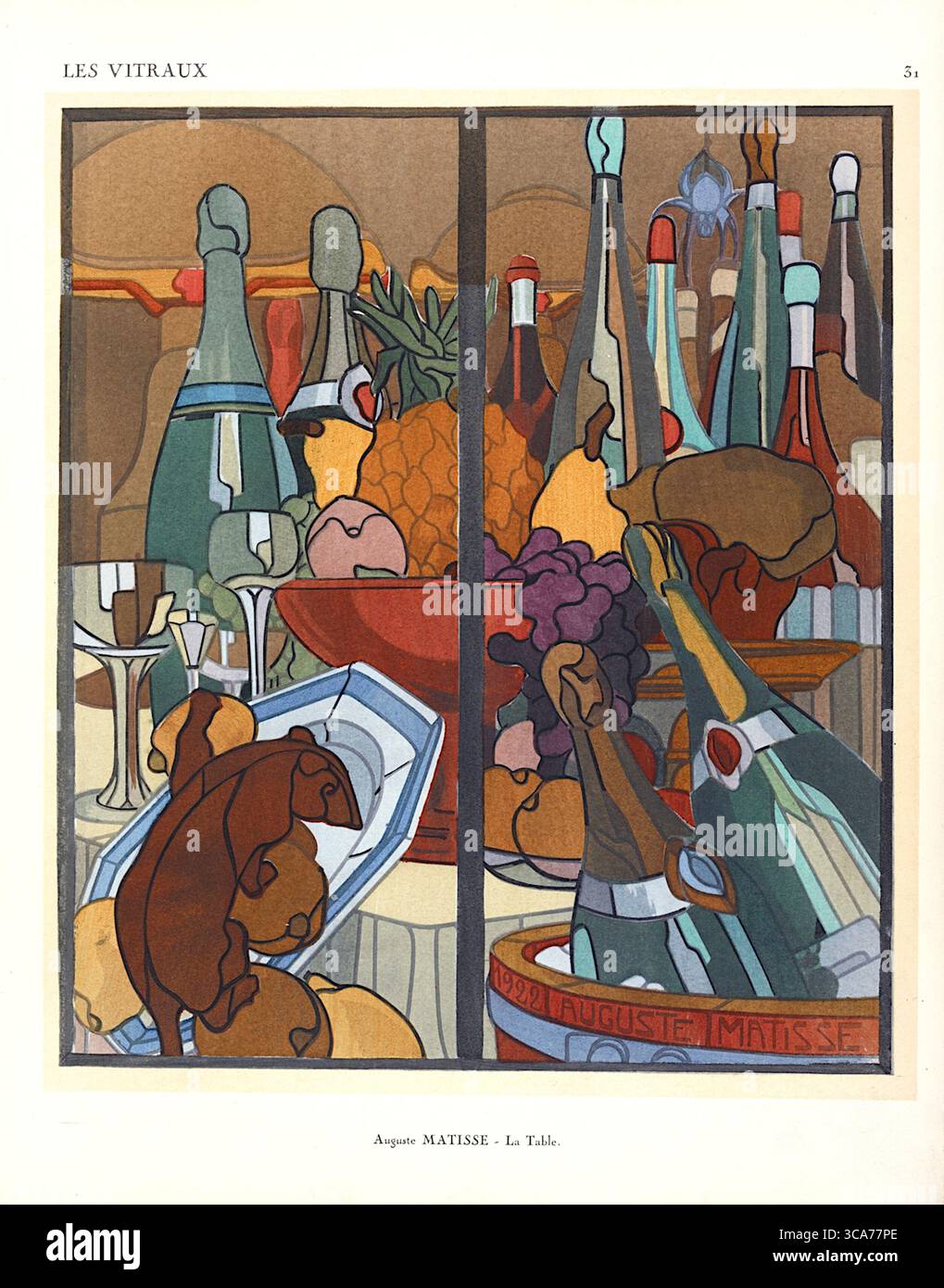 Jacques Gruber - la table, au Pavillon du vitrail appartenant au restaurant Montmartre soupers. (1925) Banque D'Images