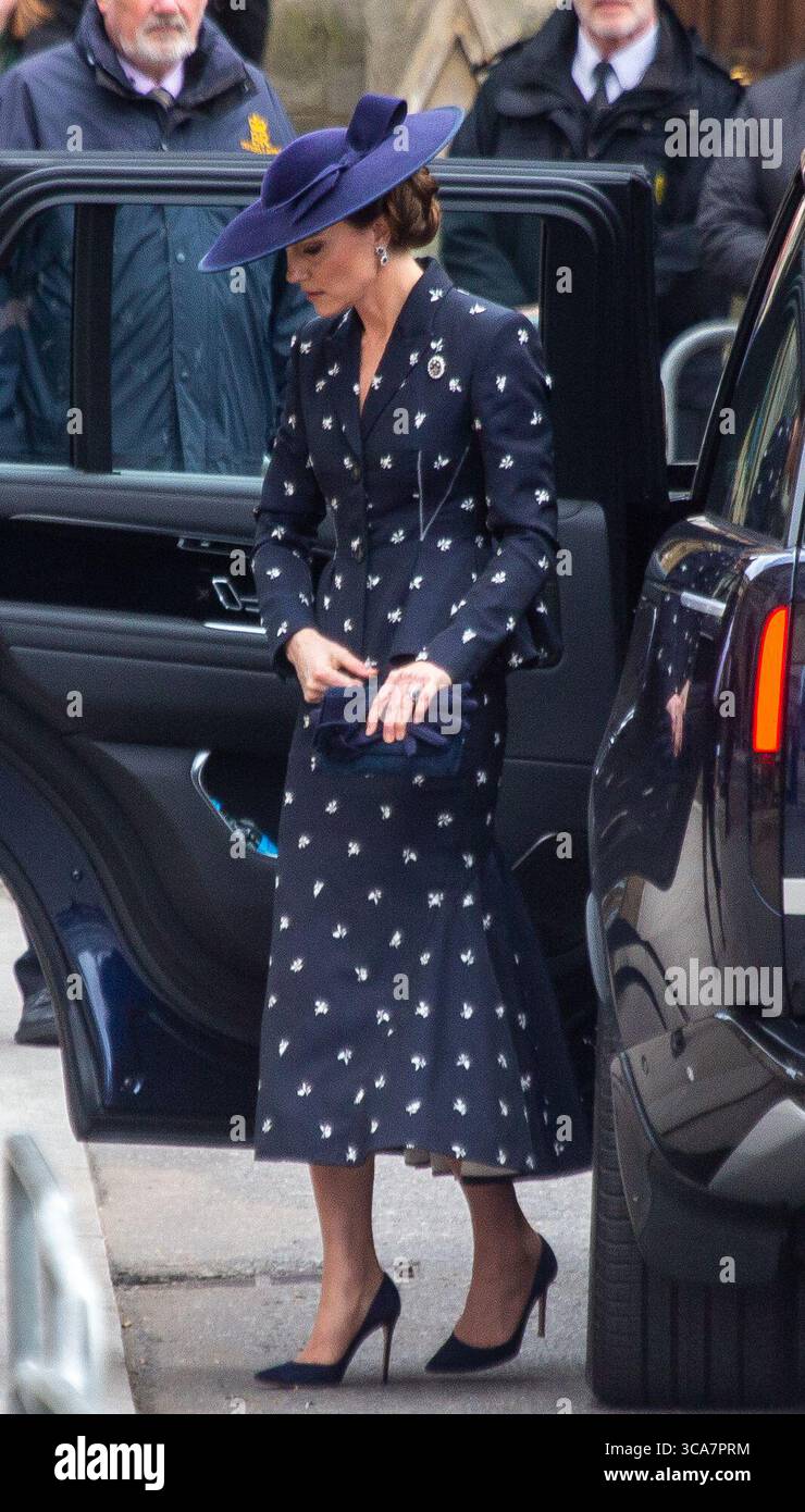 13 mars 2023, Londres, Angleterre, Royaume-Uni : la princesse de Galles CATHERINE est vue arriver à l'abbaye de Westminster pour le service du Commonwealth. (Crédit image : © Tayfun Salci/ZUMA Press Wire) Banque D'Images