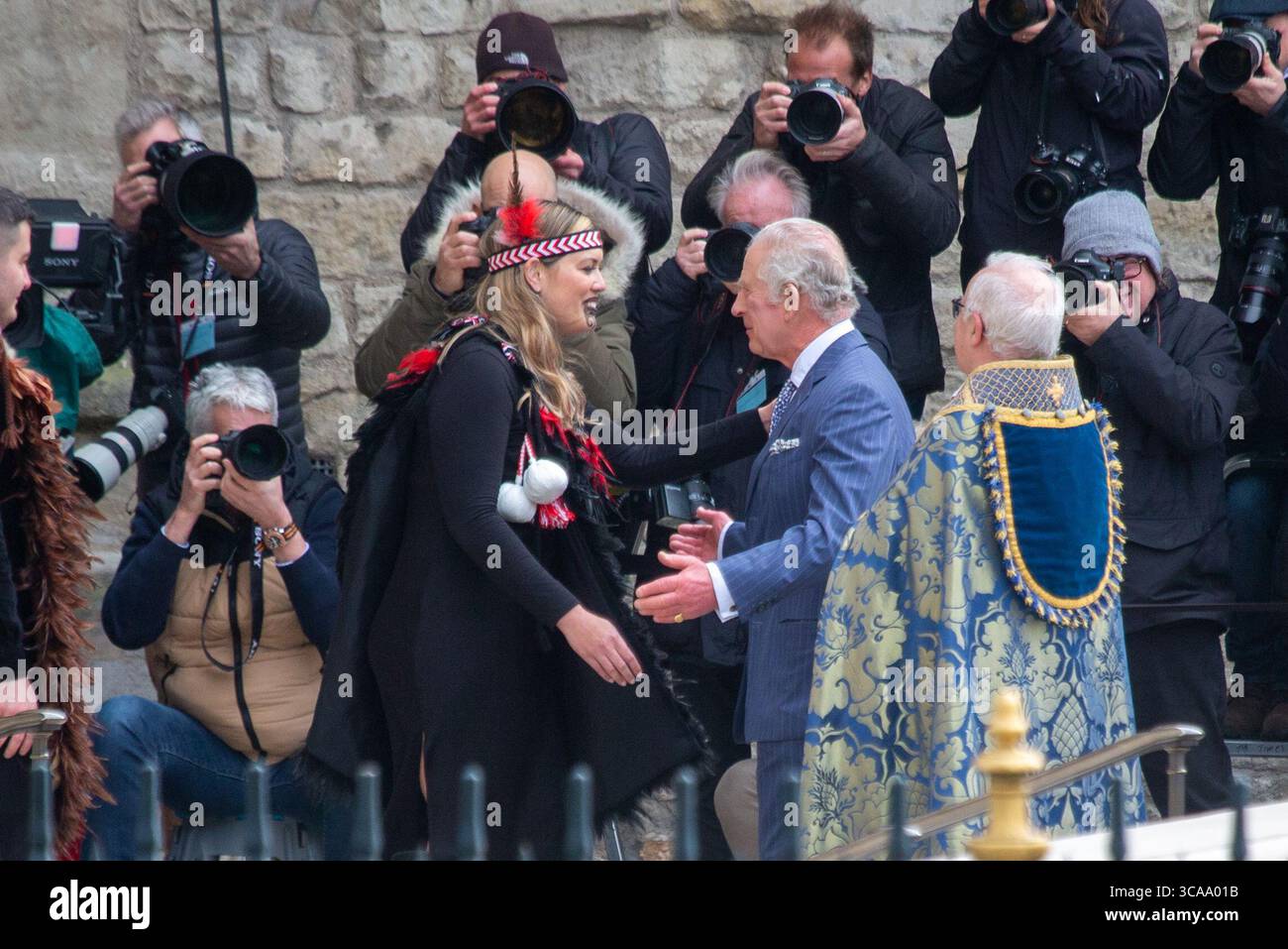 13 mars 2023, Londres, Angleterre, Royaume-Uni : le roi CHARLES III est vu arriver à l'abbaye de Westminster pour le Commonwealth Day Service. (Crédit image : © Tayfun Salci/ZUMA Press Wire) Banque D'Images