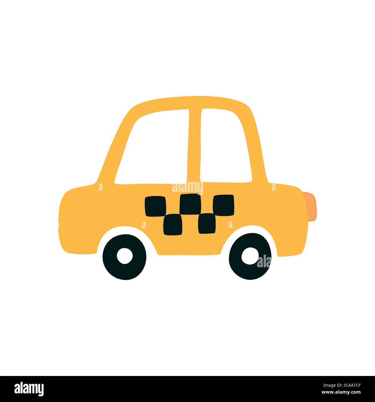 Icône taxi.Cabine à carreaux jaunes.Voiture de dessin animé Illustration de Vecteur