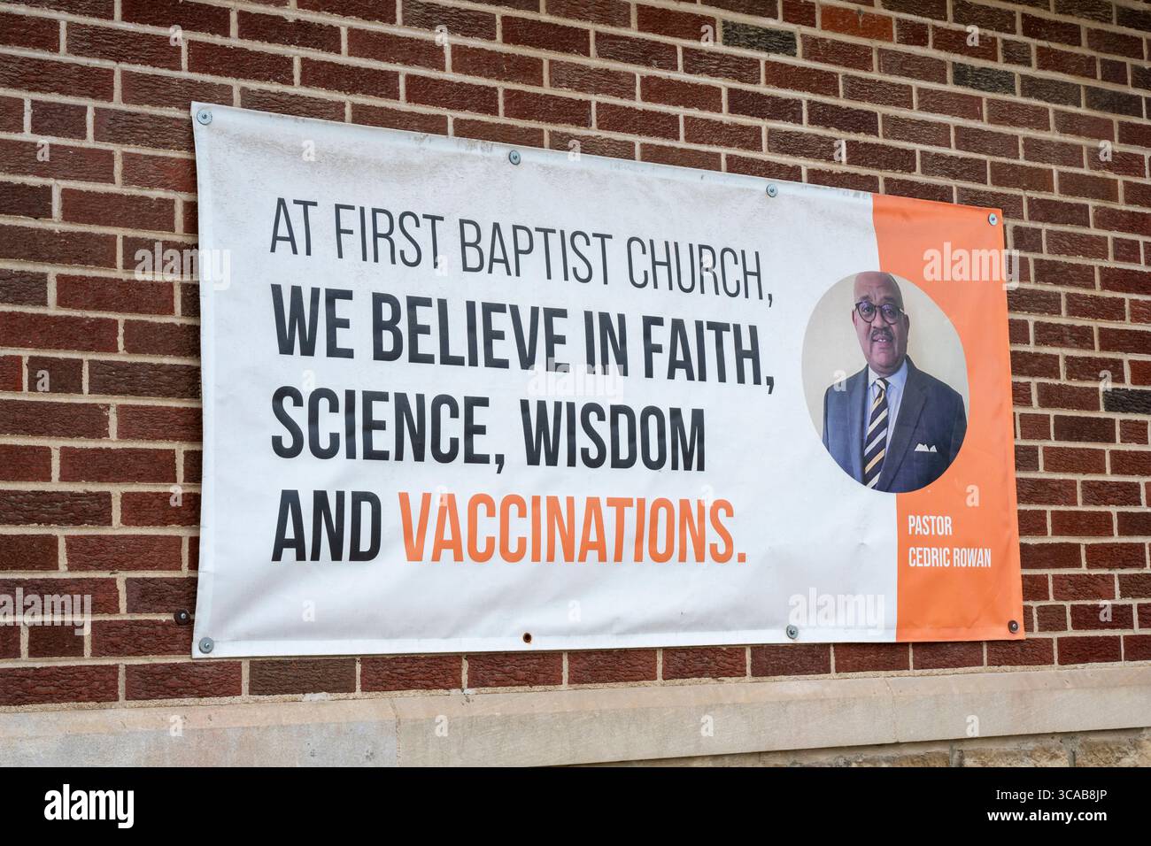 Kansas City, Kansas. Signez sur la première église baptiste louant les vaccinations Banque D'Images