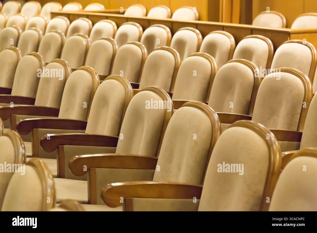 Fauteuils de sièges vintage marron dans le théâtre. Salle de théâtre ou salle de conférence Banque D'Images