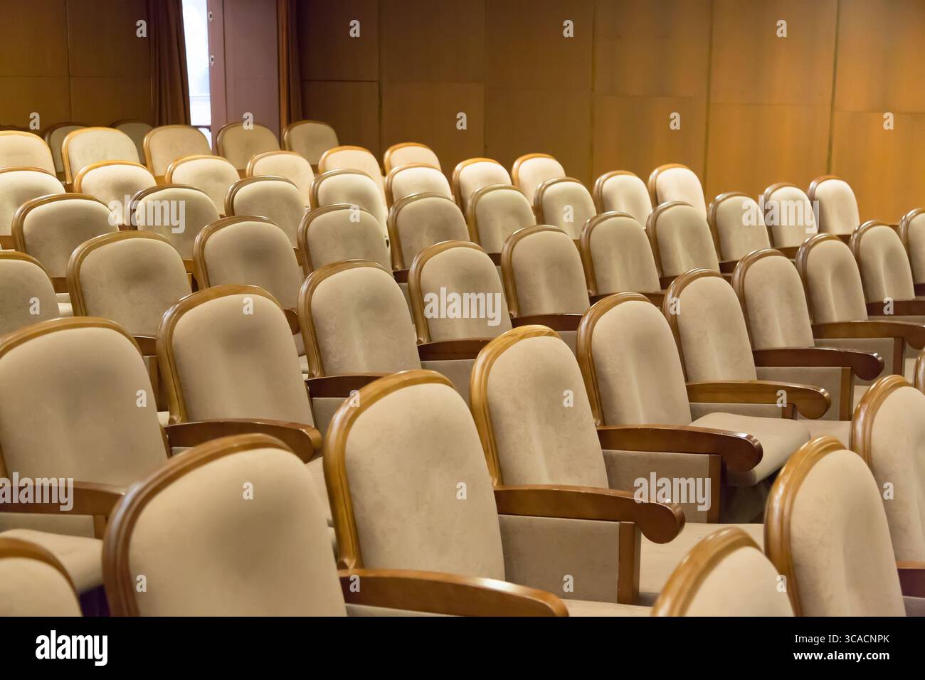 Fauteuils de sièges vintage marron dans le théâtre. Salle de théâtre ou salle de conférence Banque D'Images