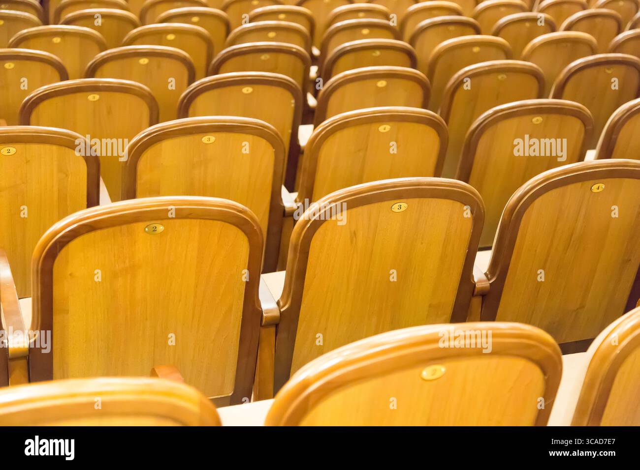 Fauteuils de sièges vintage marron dans le théâtre. Salle de théâtre ou salle de conférence Banque D'Images