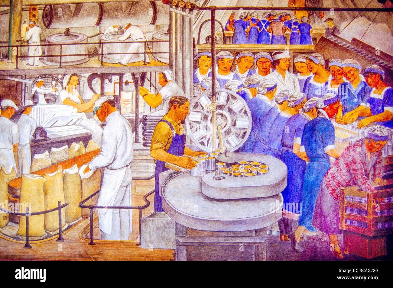 17 novembre 2010 : une fresque de l'industrie alimentaire intitulée ''Industries of California'' par Ralph Stackpole dans le style du réalisme social fait partie du projet mural de 1934 dans le hall de la Coit Tower à San Francisco. (Crédit image : © Spencer Grant/ZUMA Press Wire) Banque D'Images