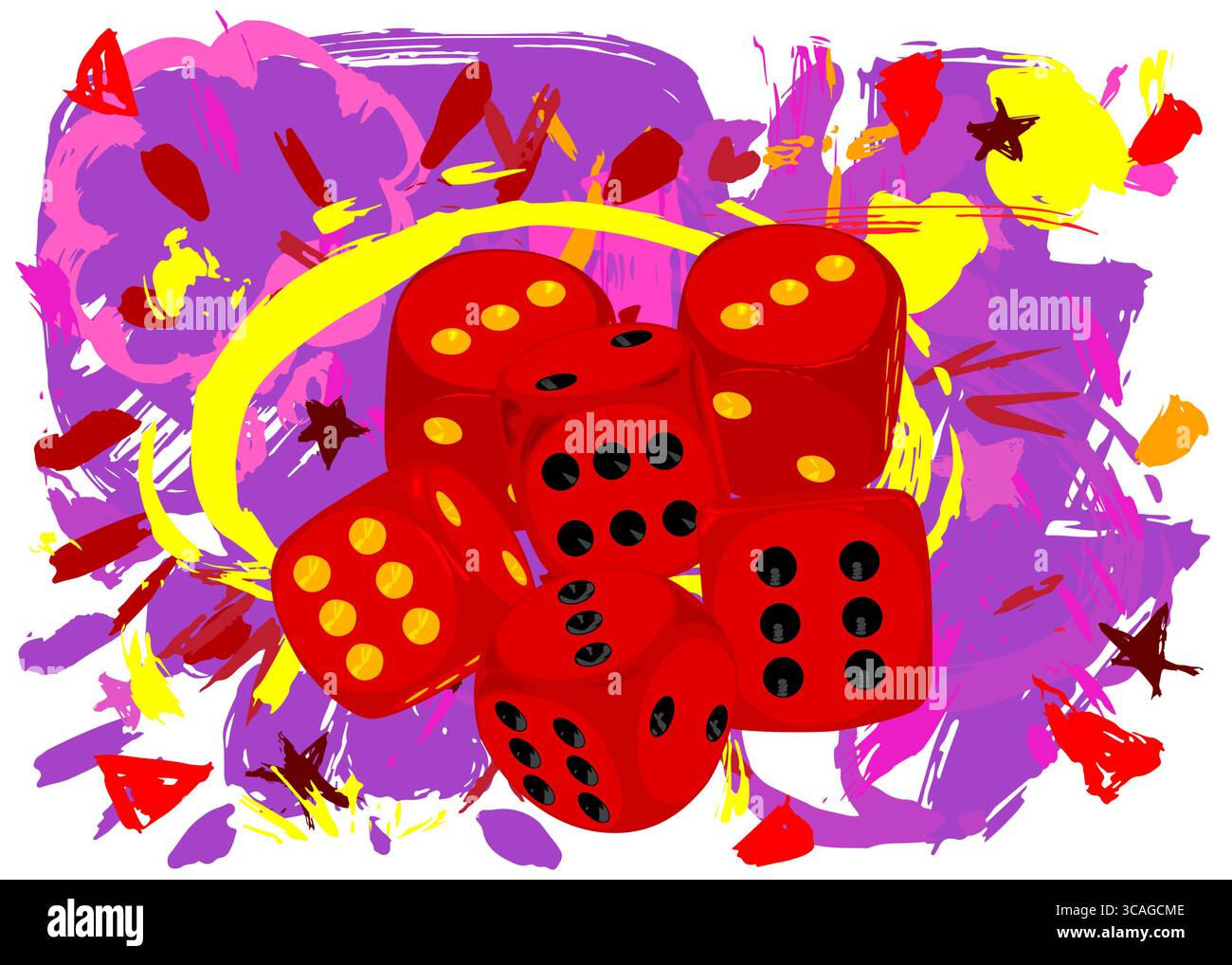 Graffiti en dés. Décoration d'art de rue moderne abstraite réalisée dans un style de peinture urbaine. Illustration de Vecteur