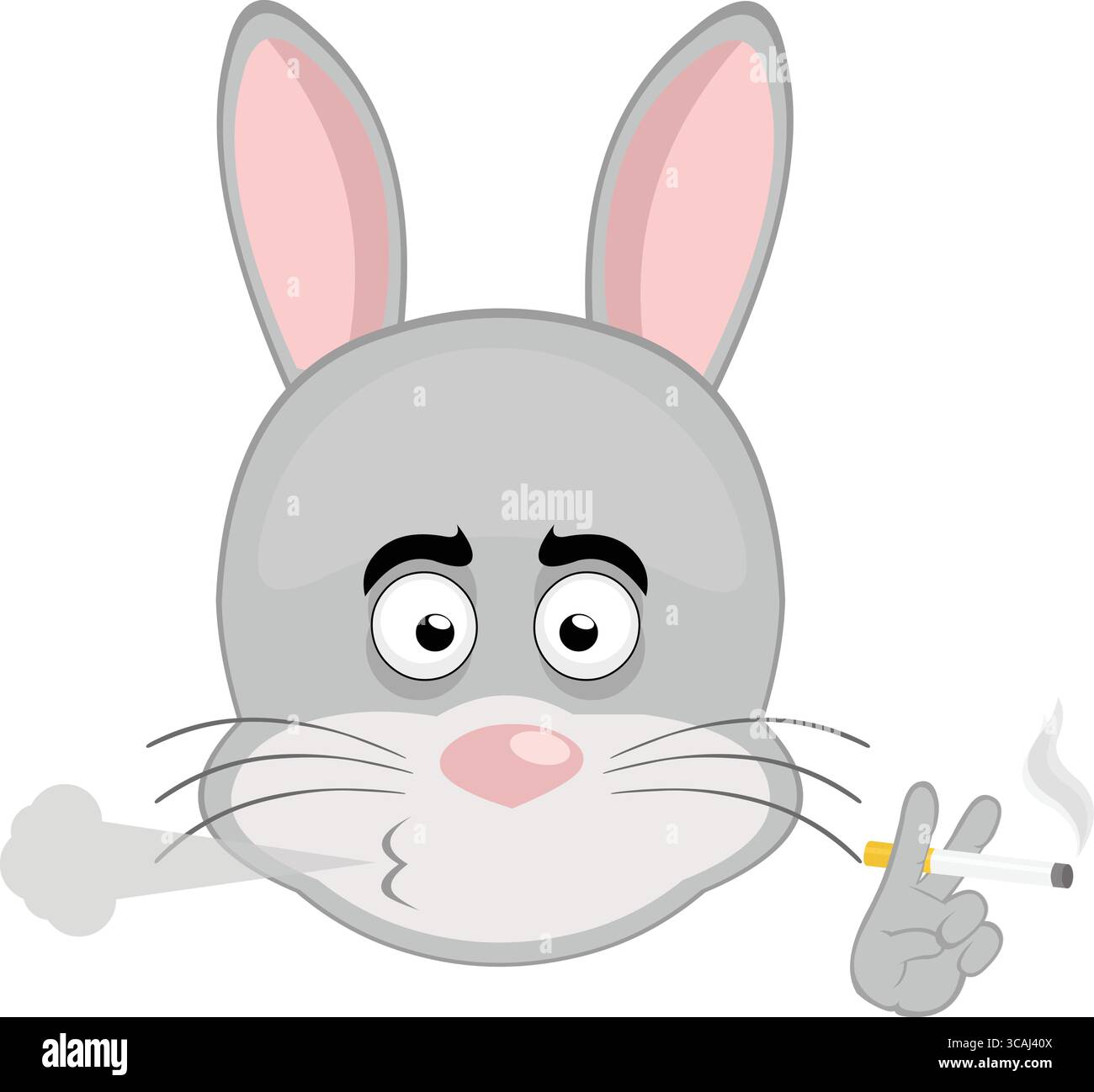 illustration vectorielle émoticône personnage visage lapin animal rongeur, fumant une cigarette Illustration de Vecteur