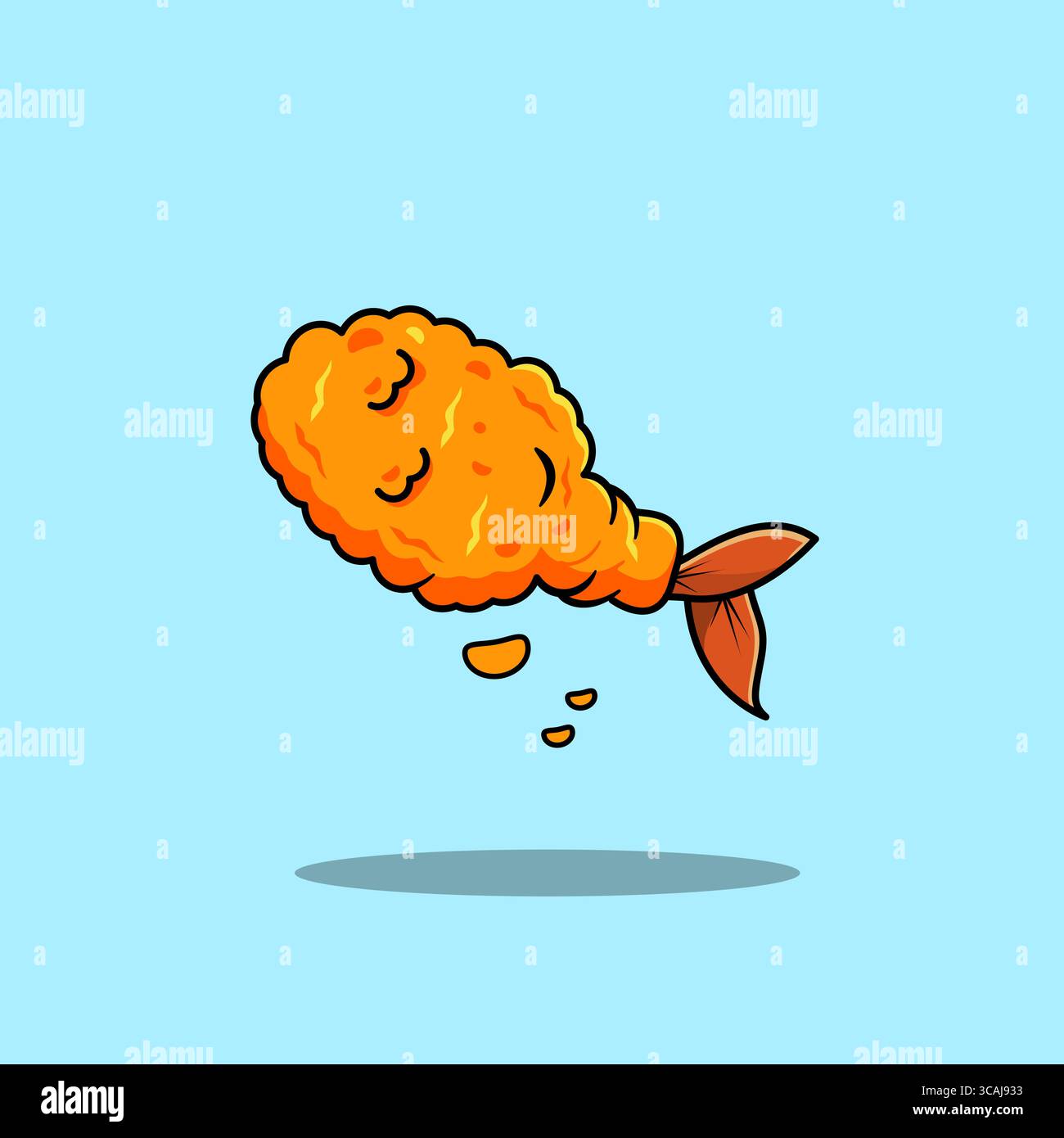 Tempura crevettes frites illustration vectorielle dessin animé isolé Illustration de Vecteur