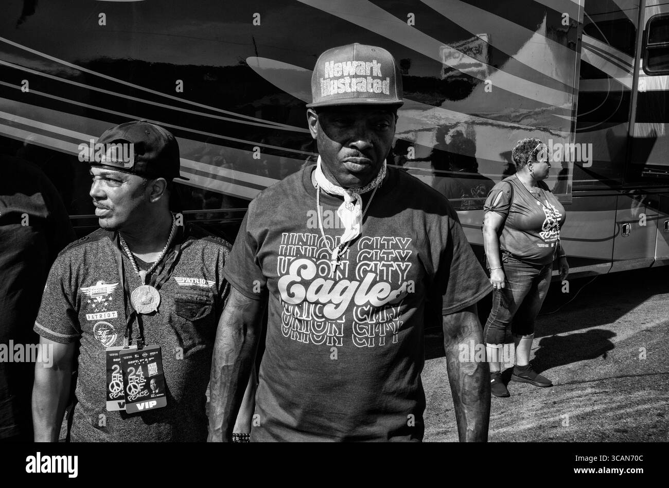 2 septembre 2023, Newark, New Jersey, États-Unis : artistes TREACH of Naughty by nature pendant les 24 heures annuelles de paix organisées par la ville de Newark. L’événement 24 heures de la paix utilise la culture Hip Hop pour engager la communauté et avoir un dialogue significatif autour de questions importantes telles que la non-violence et la résolution des conflits.â€ les responsables ont déclaré. (Crédit image : © Brian Branch Price/ZUMA Press Wire) Banque D'Images