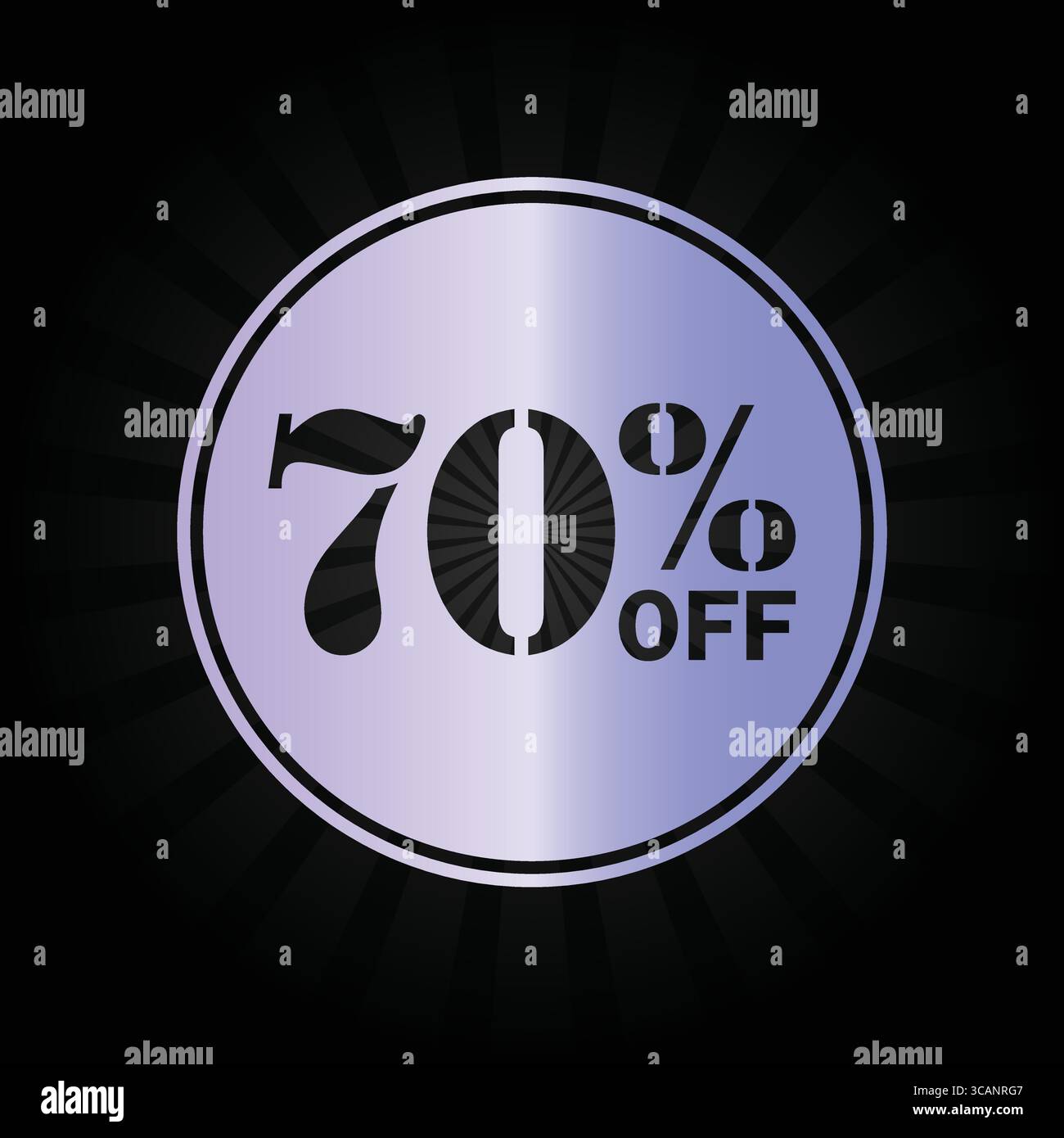 Badge de réduction de 70 % – motif promotionnel dégradé violet Illustration de Vecteur