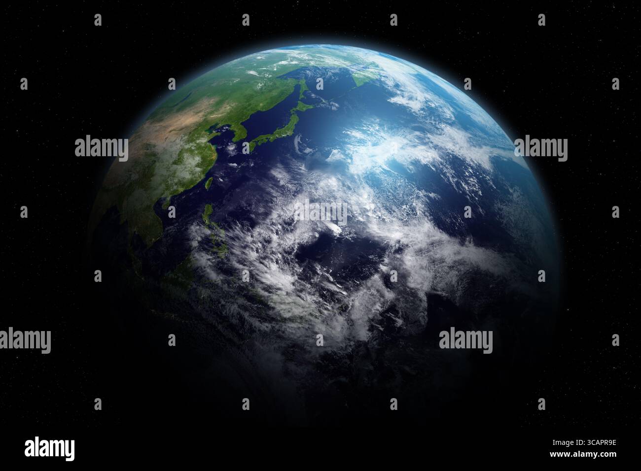 Planète Terre vue de l'espace. Asie. Japon, Russie, Corée du Nord, Corée du Sud, Chine, Taiwan, Philippines. Éléments de cette image fournis par la NASA. Banque D'Images