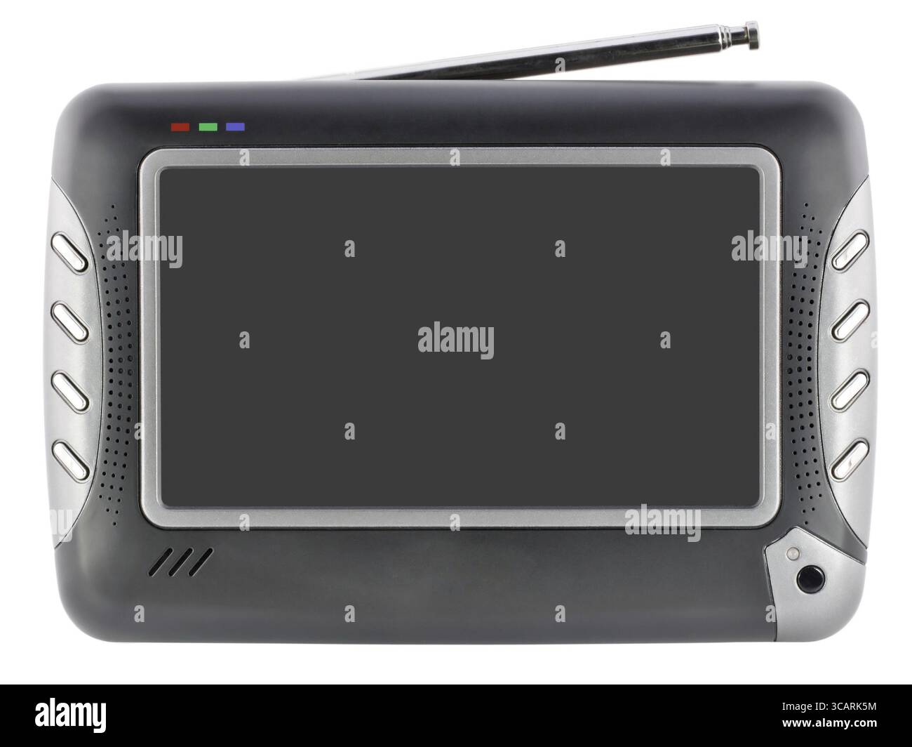 Mini TV moderne avec écran clair. Isolé sur blanc. Production de masse Banque D'Images