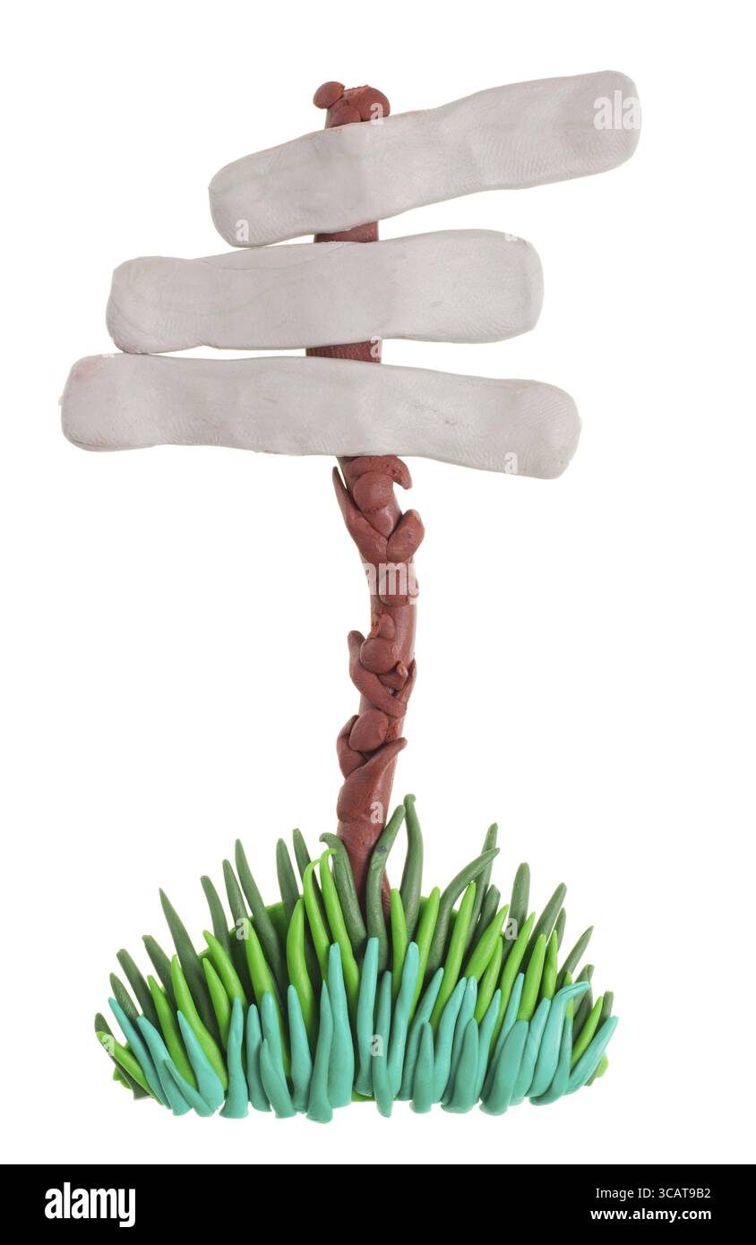 Petites annonces pour panneaux publicitaires fabriqués à partir d'argile plastique. Collage d'enfants Banque D'Images