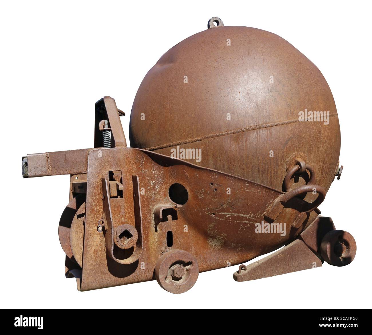 Old rusty naval marine deep mine. Isolated on white Banque D'Images