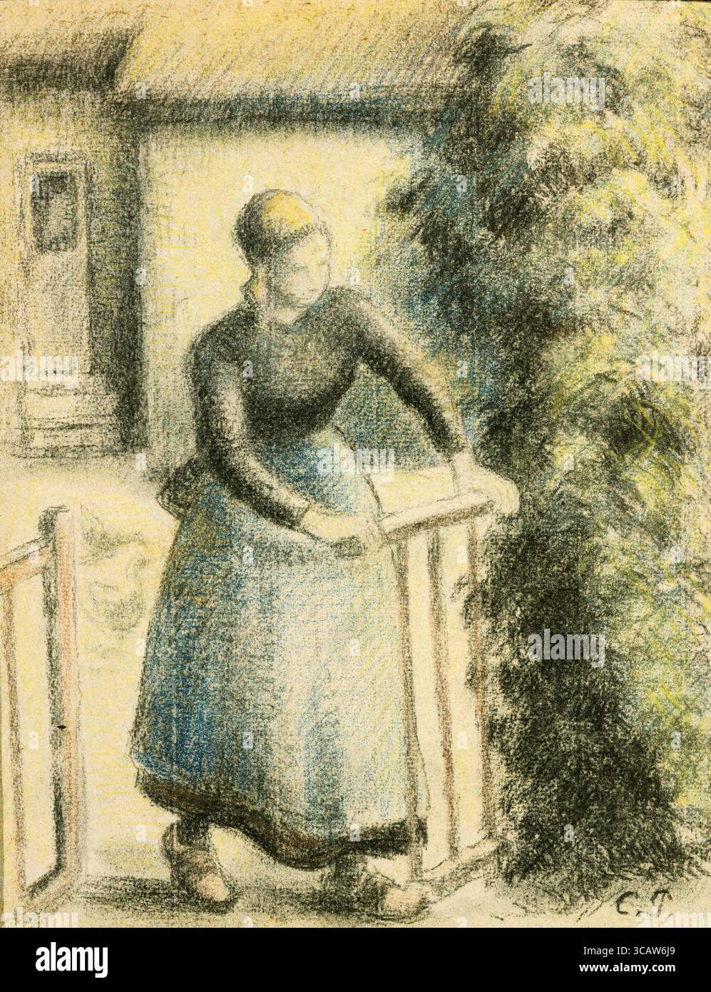 Femme paysanne à Gate. Camille Pissarro. Milieu à fin du XIXe siècle. Banque D'Images