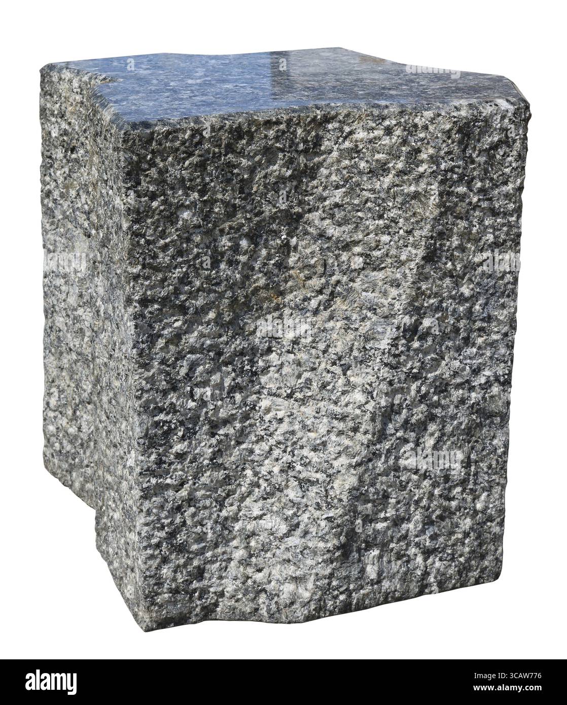 Le banc moderne du parc de la ville est en granit noir. Isolé sur blanc Banque D'Images