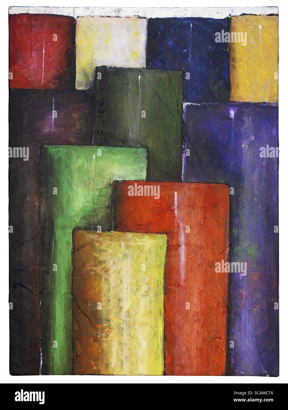 Vie d'abstract crayons pastels sur toile. Acrylique art peint à la main Banque D'Images