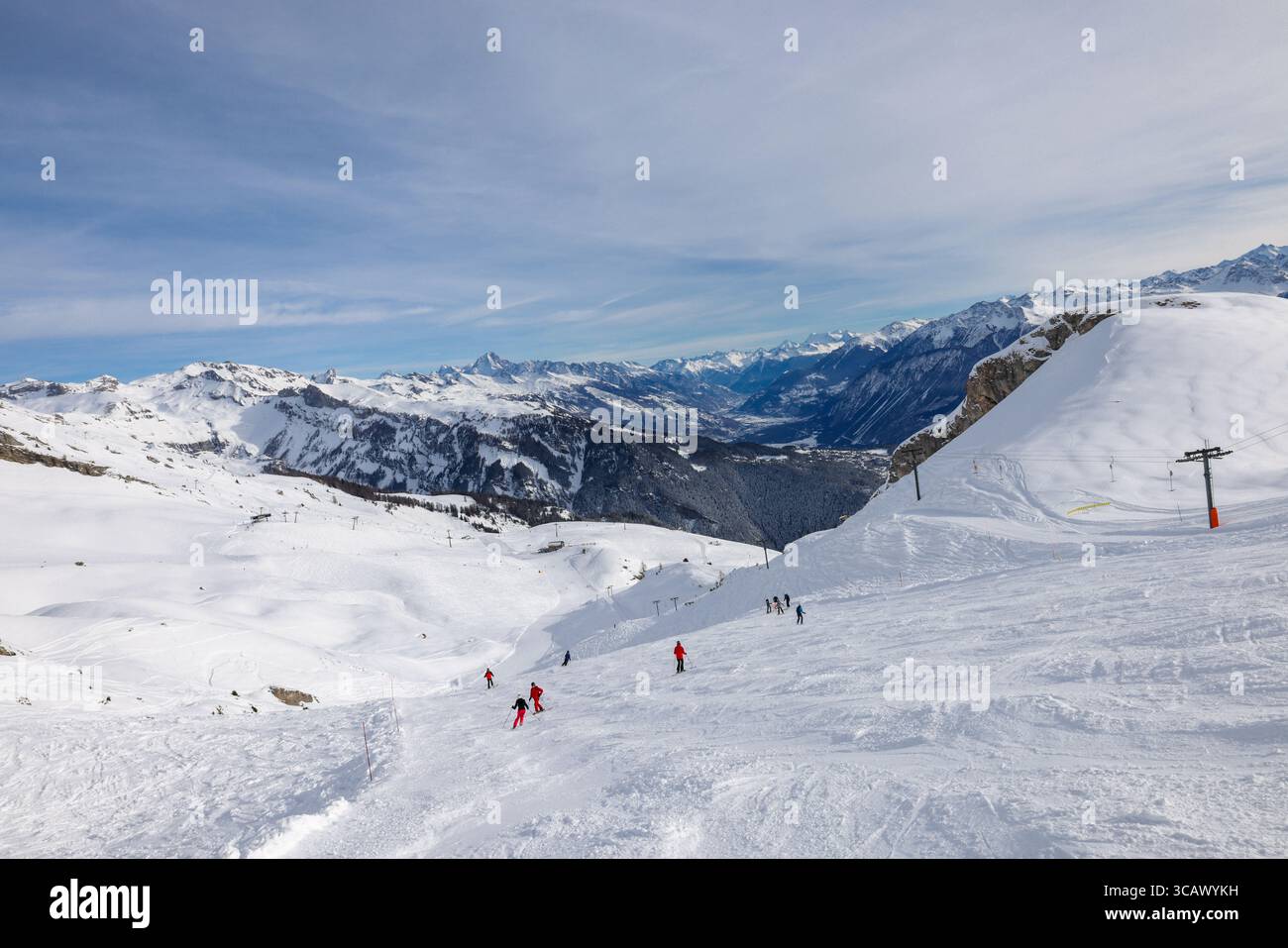 Suisse, Valais, Anzere, piste de ski Banque D'Images