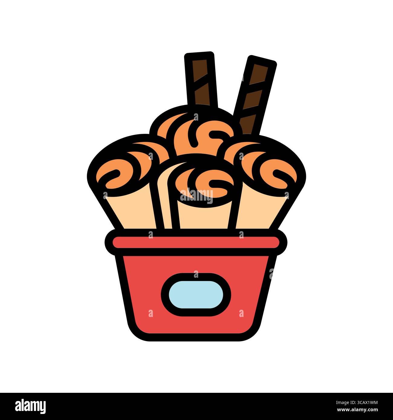 icône de ligne de couleur de crème glacée roulée pour les projets numériques et d'impression. Icônes nettes minimales pour les applications et les sites Web. Icônes simples modernes pour UI UX et brandin Illustration de Vecteur