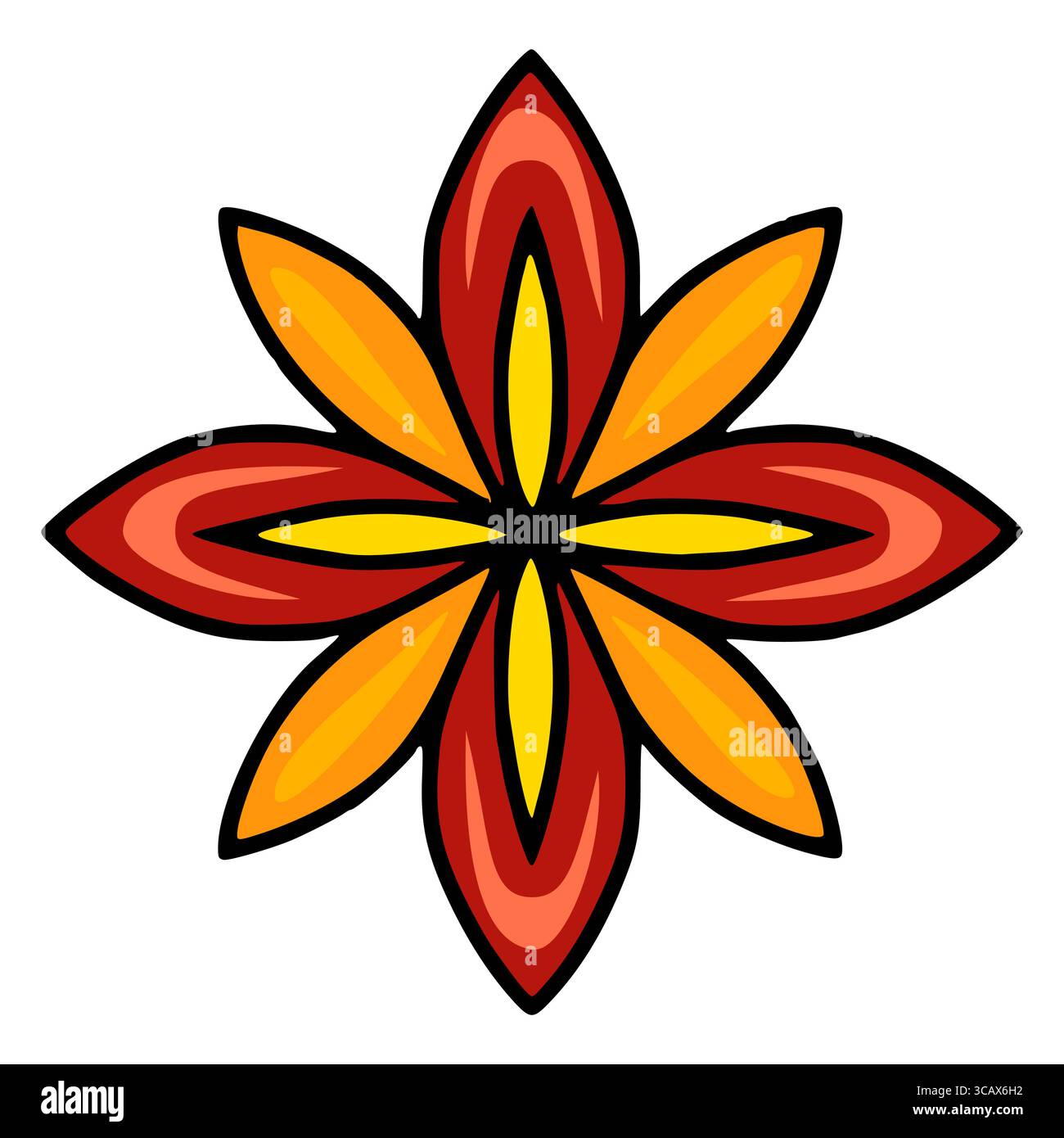 Illustration vectorielle vibrante d'une fleur égoïste stylisée avec des contours audacieux et des dégradés de couleurs chaudes, adaptée aux projets de conception nécessitant un unique Illustration de Vecteur