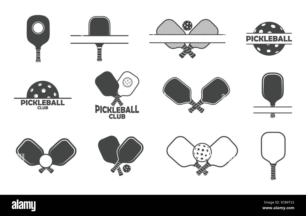 Logo Pickleball Monogram, raquette croisée Pickleball SVG, Silhouette croisée Pickleball, logo Pickleball, monogramme Pickleball, SVG croisée Pickleball, Illustration de Vecteur