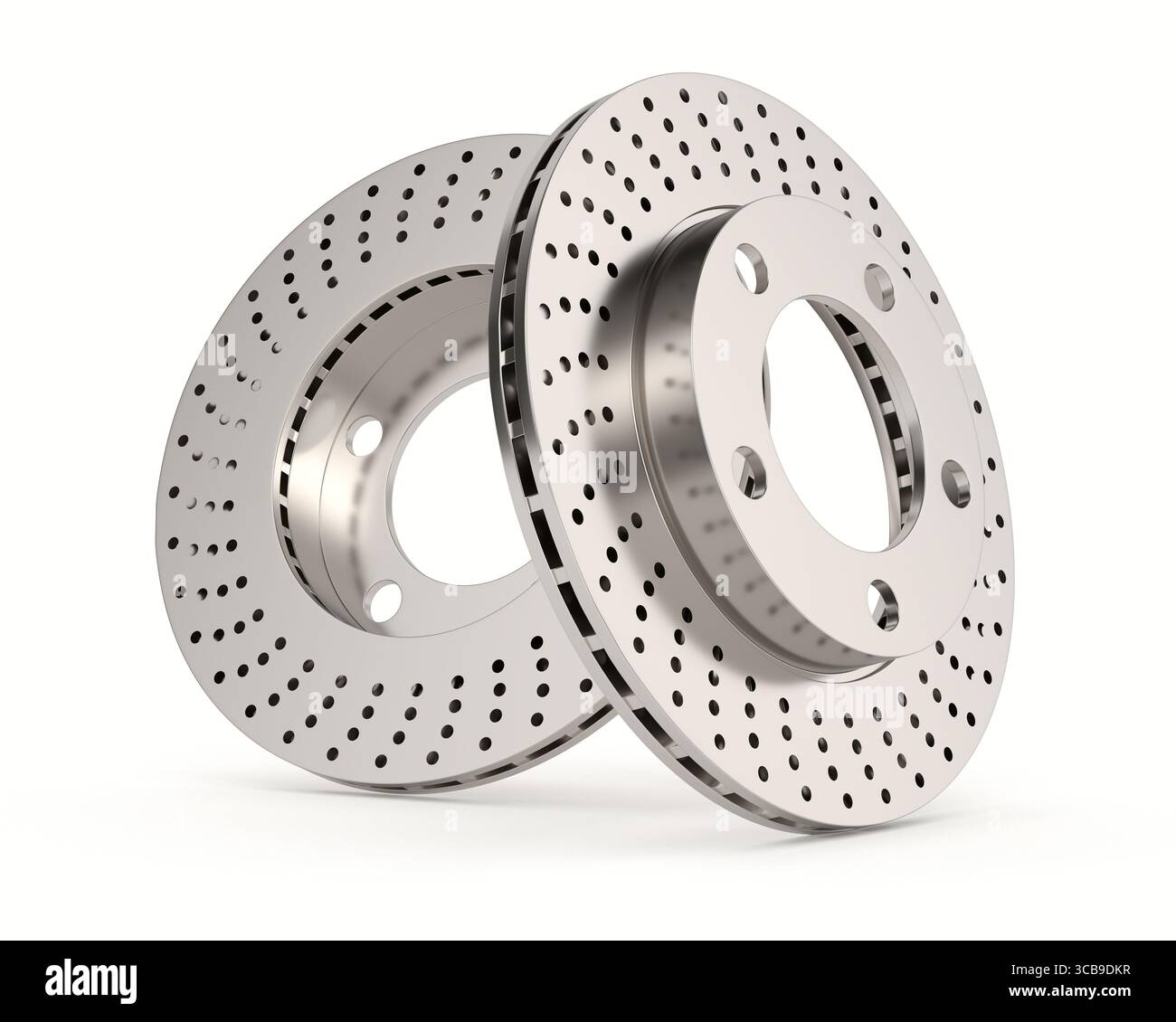 Disque de frein sur fond blanc. Illustration 3D isolée Banque D'Images