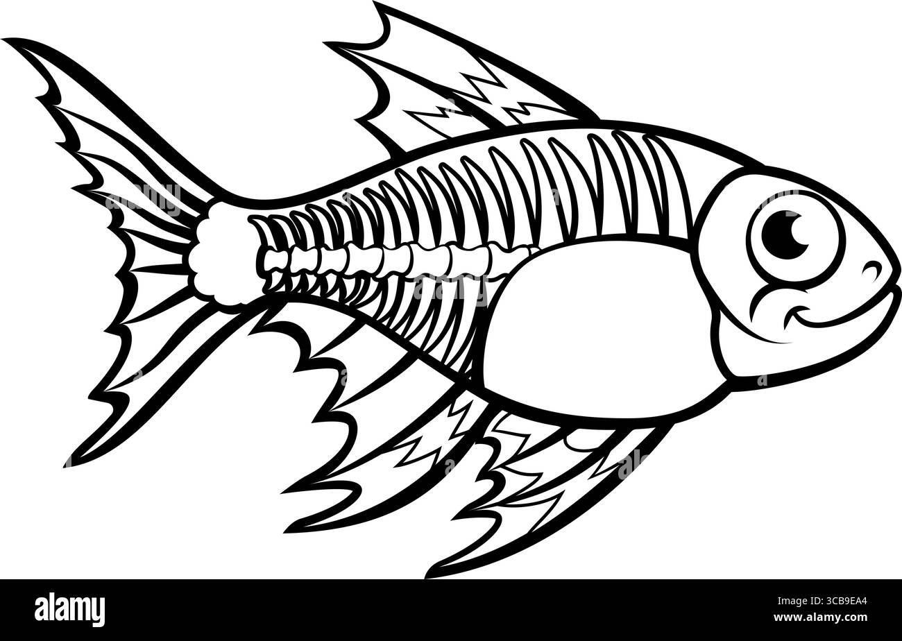Illustration de personnage X Ray Tetra Fish Cartoon Illustration de Vecteur