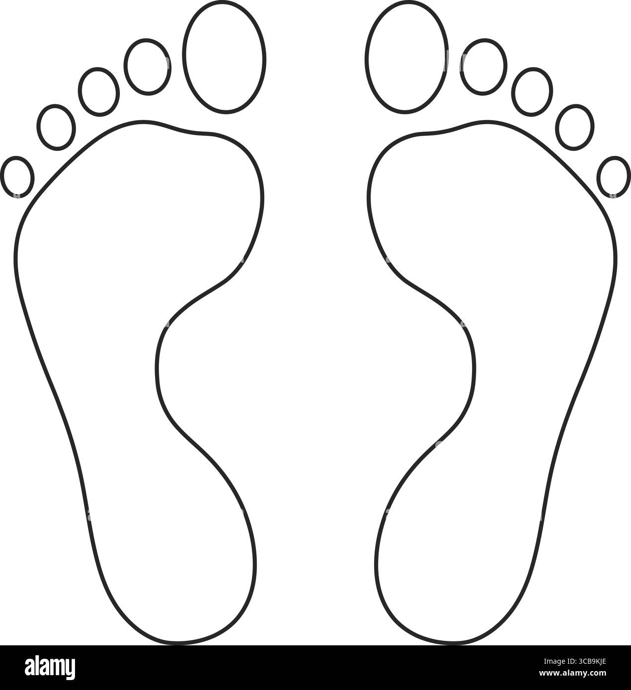 Cette illustration simple et propre présente une paire d'empreintes soulignées. La conception met l'accent sur la forme de base des pieds humains. Illustration de Vecteur