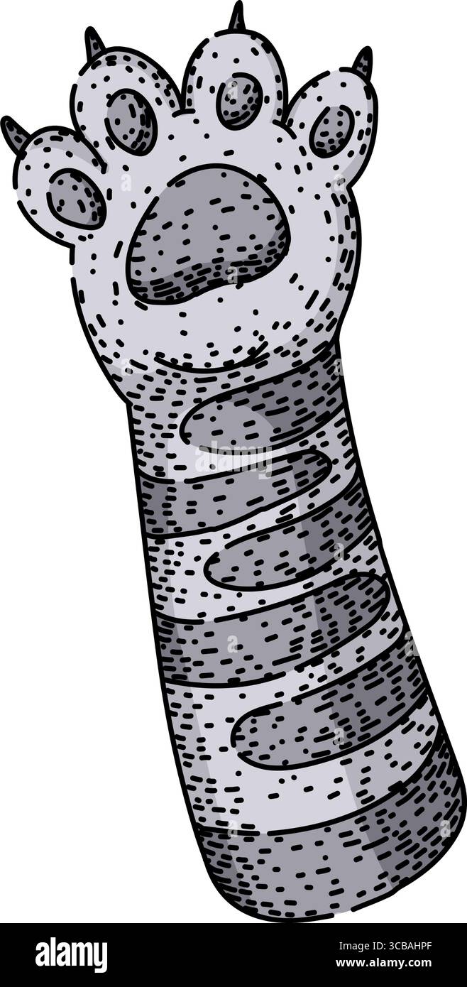 toilettage de patte de chat dessin à la main vecteur Illustration de Vecteur