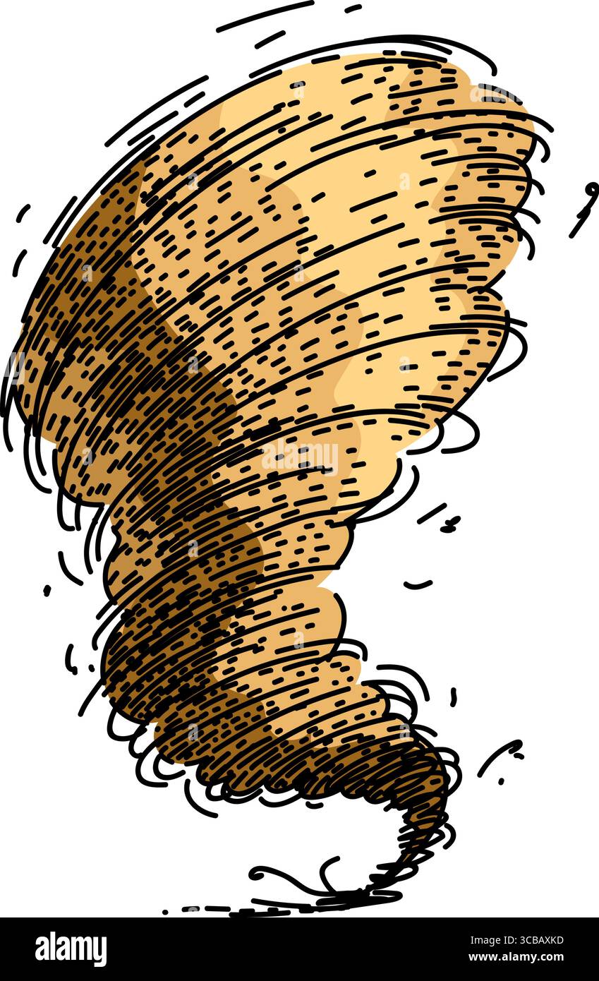 vecteur dessiné à la main par esquisse de tornade en entonnoir Illustration de Vecteur