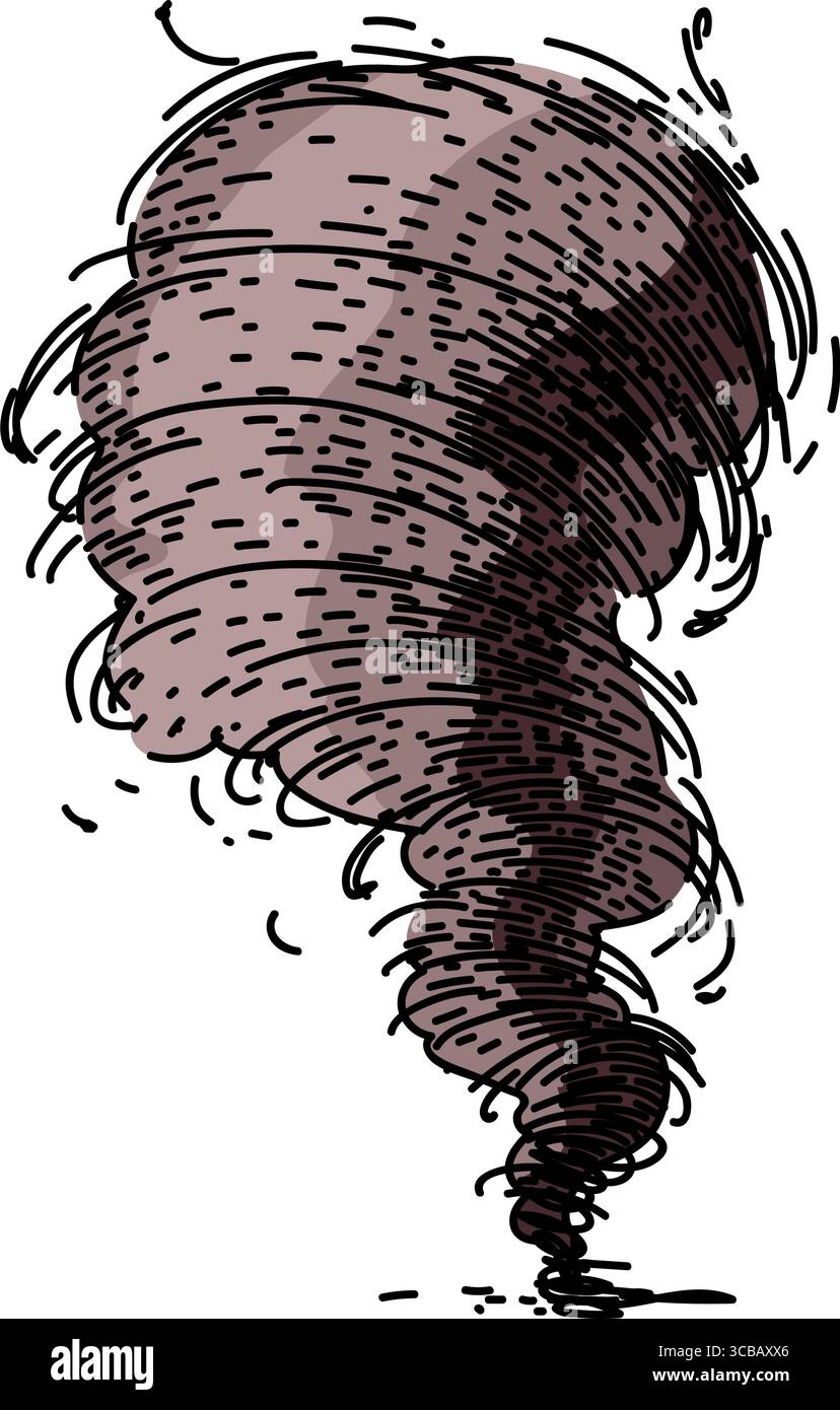 vecteur dessiné à la main par l'esquisse de tornade cyclone Illustration de Vecteur