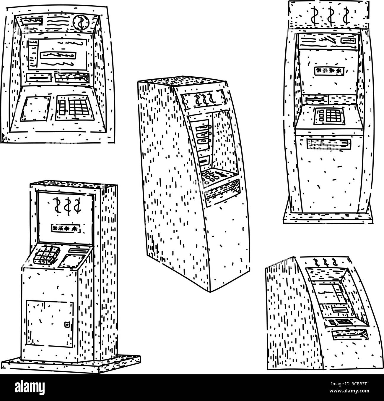 vecteur dessiné à la main par une machine atm Illustration de Vecteur