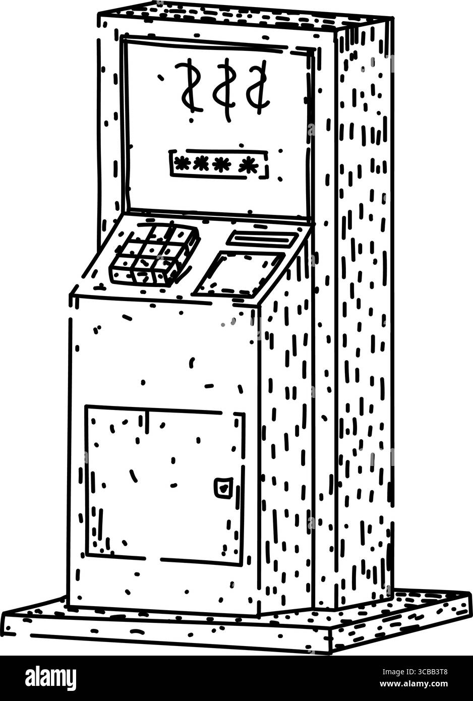 vecteur dessiné à la main par la machine de guichet automatique Illustration de Vecteur