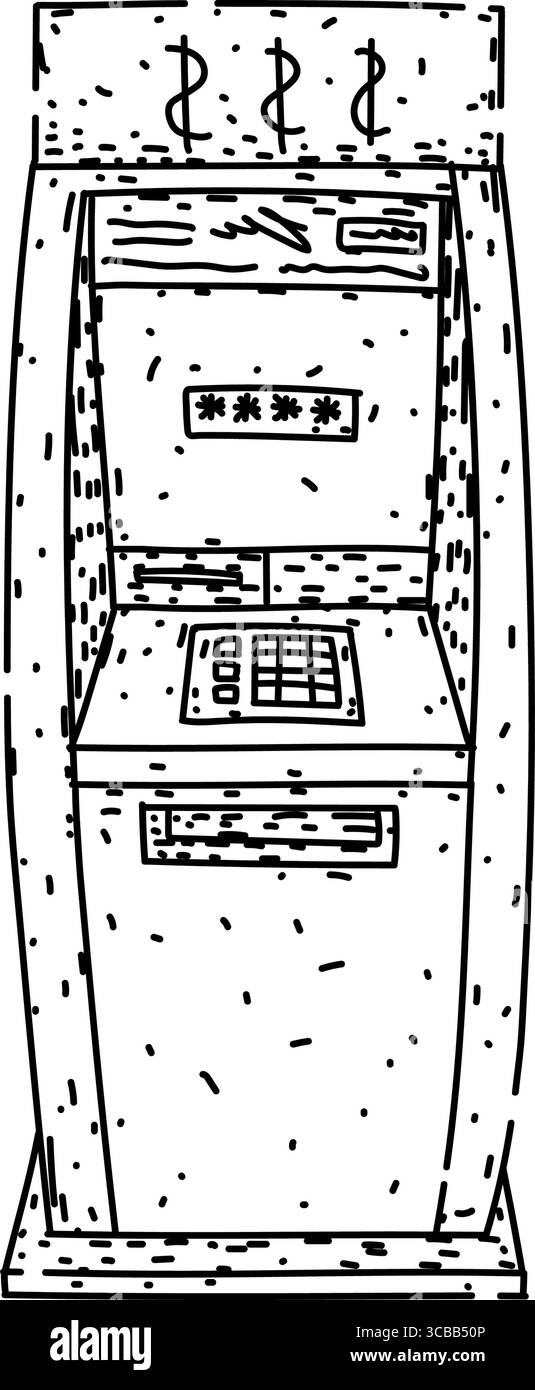 vecteur dessiné à la main par la machine atm de dépôt Illustration de Vecteur
