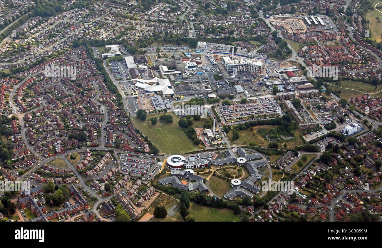 Vue aérienne du Royal Shrewsbury Hospital, un hôpital général dans le Shropshire Banque D'Images