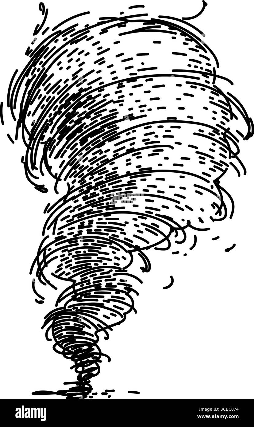 vecteur dessiné à la main par l'esquisse de tornade cyclone Illustration de Vecteur